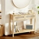 thumbnail image 1 of VEVOR Mesa consola de ratán con 2 cajones de almacenamiento, mesa de entrada de ratán con puerta corrediza de ratán natural, mesa consola para sofá para sala de estar, estudio, entrada o pared de TV, 1 of 9