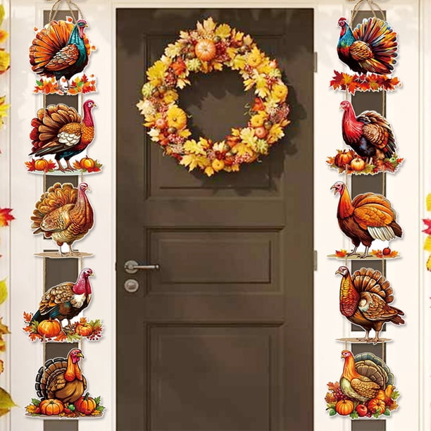 Xihbxyly Pavo de Acción de Gracias para Puerta, Decoración para Festivales de Otoño, Diseño Multicolor, Fácil de Instalar, Ambiente Festivo Cálido, Perfecto para Hogares y Restaurantes, 26,4 X 20 X 2