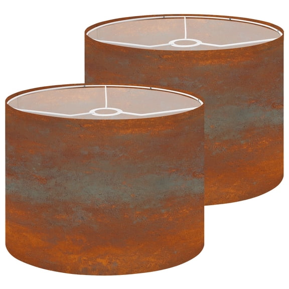 Lampshades 2 Pack Rusty Metal Texture Burnt Orange Weathered Gray Industrial 13"x13"x10" Light Shade for Table Lamps Floor Lamp Shades Lampshade Replacement Easy Assembly