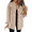 Khaki, variant on Women's Long Sleeve Button Up Frayed Hem Shacket fall Casual Drop Shoulder Button Front Jean Shacket with Pocket