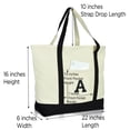 thumbnail image 3 of DALIX Initial Tote Bag Personalized Monogram Black Zippered Top Letter - A, 3 of 7