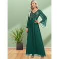 thumbnail image 4 of Women Elegant V-neck Long Sleeve Sequin Evening Dress A-Line Chiffon Wedding Party Gown For Bridesmaid Vestido De Festa, 4 of 7