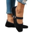 thumbnail image 2 of IEMIEMIEM Womens Mary Jane Flats with Strap Slip on Faux Suede Flats Shoes Comfortable Flats Shoes Non Slip Women Dressy Shoes Black 10 Wide, 2 of 8