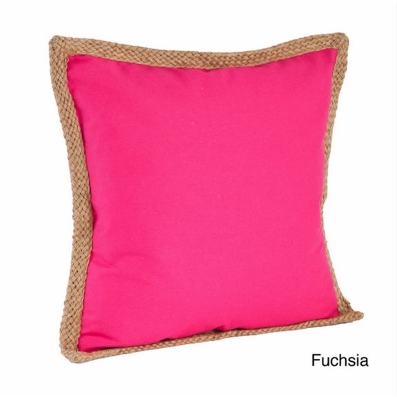 20" Jute Braided Cotton Throw Pillow, Down Filler Included (Fuchsia)