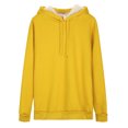 thumbnail image 1 of Women's Warm Lamb Wool Hoodie Solid Color Round Neck Long Sleeve Threaded Drawstring Casual Sweatshirt for Autumn Winter, 1 of 8