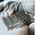 thumbnail image 6 of Stp Goods Scottish Plaid Wool Throw Blanket with Fringe 74.8x55.1" (190x140 cm) Tartan Throw Wrap Wool Blanket for Couch Sofa or Bed 100% Wool Throw, Khaki and Cream, 6 of 6