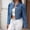 Blue, variant on Olyvenn Womens Lapel Puff Sleeve Fashion Denim Jacket, Cropped Button Front Dual Chest Pockets Slim Fit for Downtown Trips Coffee Runs Blue XS