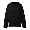 thumbnail image 6 of UJNDER Women's Hooded Sweatshirt Solid Color Quilted Pocket Pullover Long Sleeve Casual Fall Black M, 6 of 6