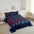 thumbnail image 3 of Baseball Bedding Sets King Sport Game Ball Theme Comforter Sets Baseball Room Decor Down Comforter Sports Comforter Sets Teen Sports Bedding Bed Set 3 Pcs Navy Blue Red, 3 of 7