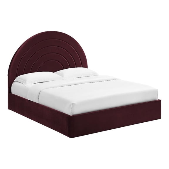 Maklaine Contemporary Wood Queen Platform Bed in Mulberry Finish