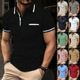 thumbnail image 3 of Summer Savings WTXUE Polos Short Sleeve, Lapel Golf Shirts for Men Spring Summer Casual Buttons Lapel T Shirt Tops Solid, Workwear for Men Blue 3XL, 3 of 10