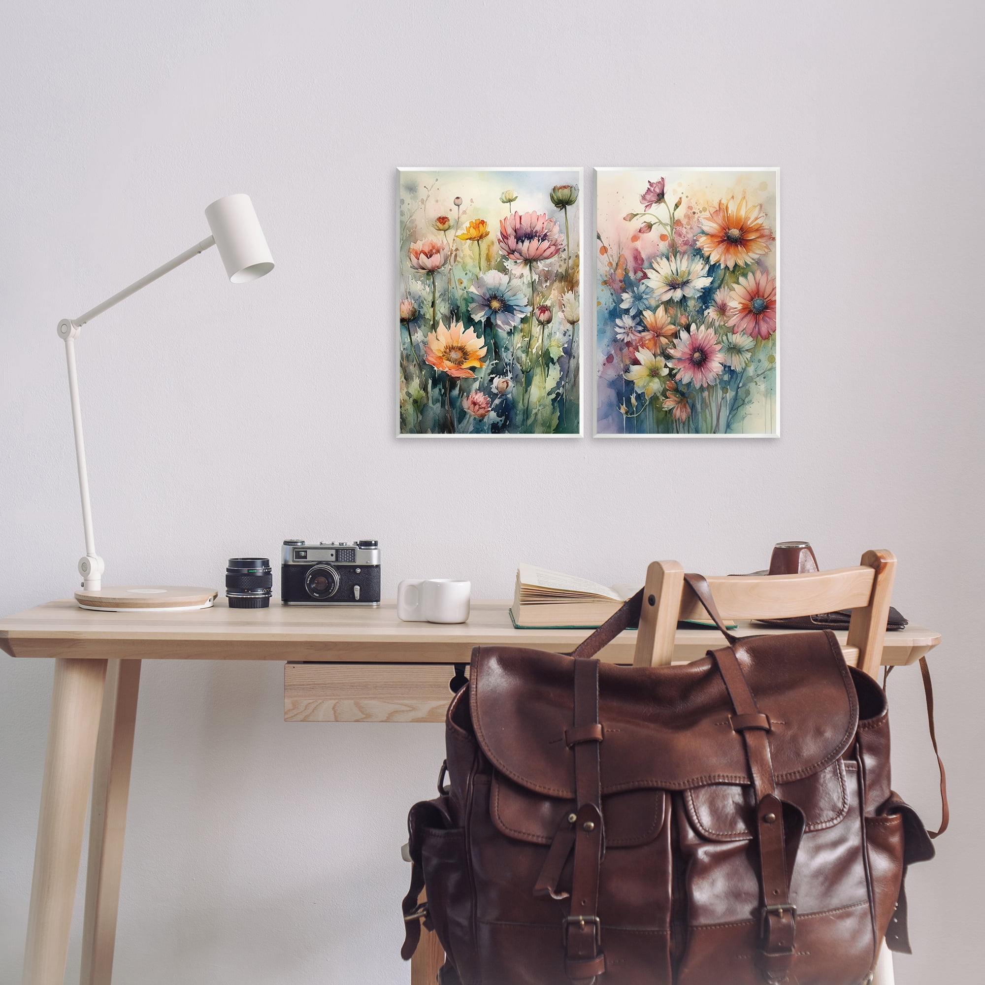 Stupell Industries Watercolor Daisy Field Flowers Plants & Flowers Painting Unframed Art Print Wall Art, 11 x 14, Set of 2