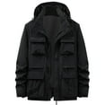 thumbnail image 2 of Men's Lightweight Jackets Fashion Casual Solid Color Cargo Pockets Zipper Detachable Long Sleeve Hooded Casual Outwear, 2 of 5