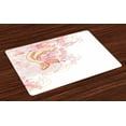 thumbnail image 1 of Ambesonne Fish Place Mats Set of 4, Pink Floral, Standard Size, Pink Yellow, 1 of 4