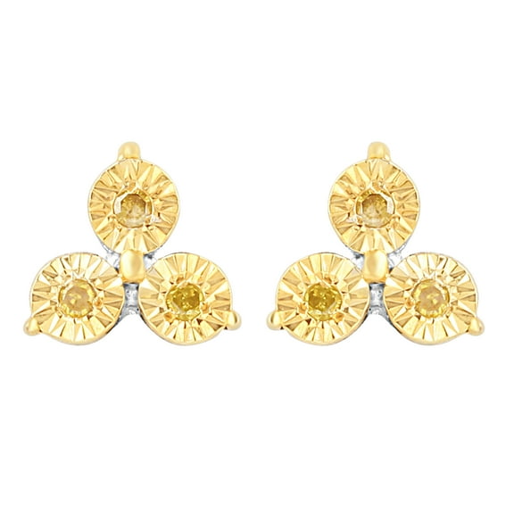 V3 Jewelry® 925 Sterling Silver with Natural Yellow Diamond Stud Earrings for Women