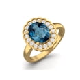 thumbnail image 2 of 925 Sterling Silver Gold Vermeil 6mm Round London Blue Topaz Solitaire Women Valentines Day Gifts Ring, 2 of 4