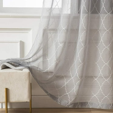 Decorx Grey Semi Sheer Curtains With, Moroccan Tile Curtains Grey
