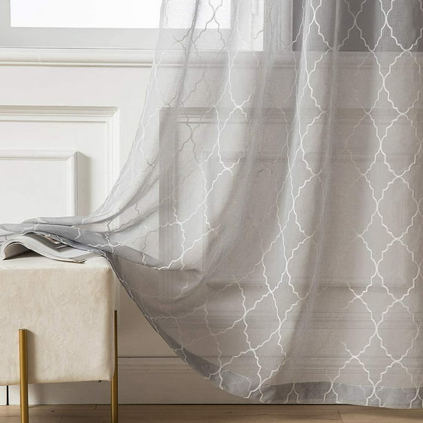 Decorx Grey Semi Sheer Curtains With, Moroccan Tile Curtains