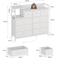 thumbnail image 3 of Mesa de TV con estación de carga - blanca dormitorio cómoda para sala de estar, equipped con 9 cajones, 3 of 5