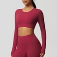 thumbnail image 2 of Levmjia Womens Tops Long Sleeve Round Neck Cotton Casual Shirt Solid Color Basic Fitted Blouse for Work Office Travel Home Comfortable Breathable Soft Stretchy All Season, 2 of 6
