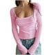 thumbnail image 3 of Camisas holgadas,Blusa informal de poliéster con cuello cuadrado y manga larga para mujer, cómoda para uso diario en casa, sopatenor, 3 of 9