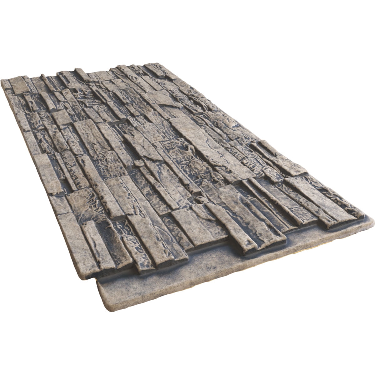 Ekena Millwork 48 5/8"W x 24 3/4"H x 1 1/4"D Cascade Stacked Stone, EverStone Faux Stone Siding Panel, Linen Graphite
