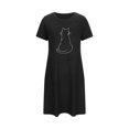 thumbnail image 5 of HomeGardon Women's Sleepwear Nightgowns for Women,Fashion Print Medium Length Dress Oversized Short Nightgown Fashion Chest Print Short Sleeve Nightdress,S-XXL, 5 of 5