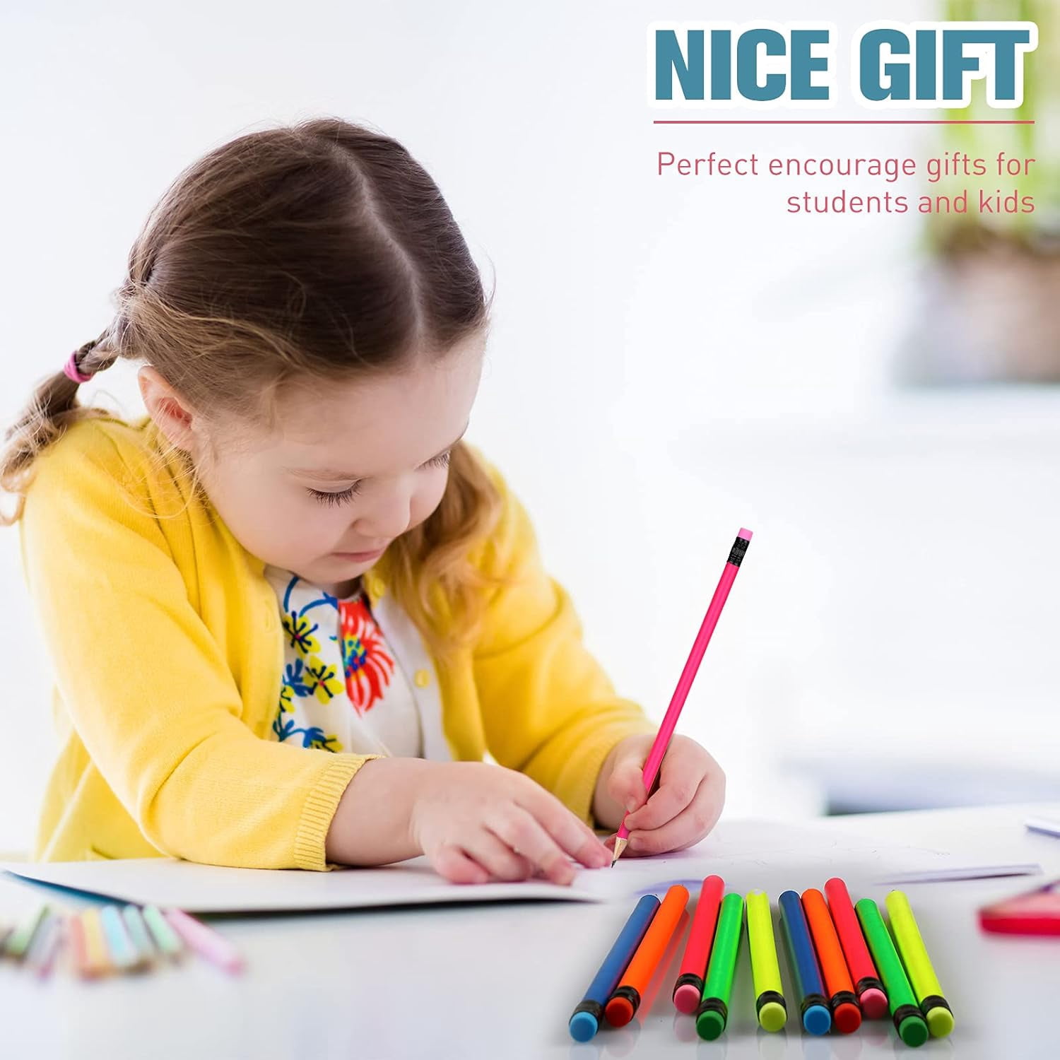 Pencil Guy Blank Round Pencils Blue, Pack of 144 Wood Pencils