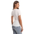 thumbnail image 5 of Women Casual Long Sleeve Slim Scoop Neck Fit T Shirts Basic Tee Tops Crew, 5 of 5