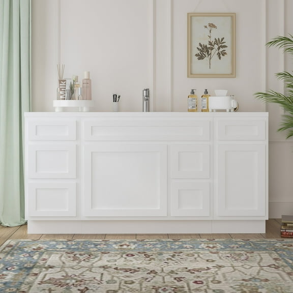 66 in. W x 21 in. D x 32.5 in. H Bath Vanity Cabinet without Top in White