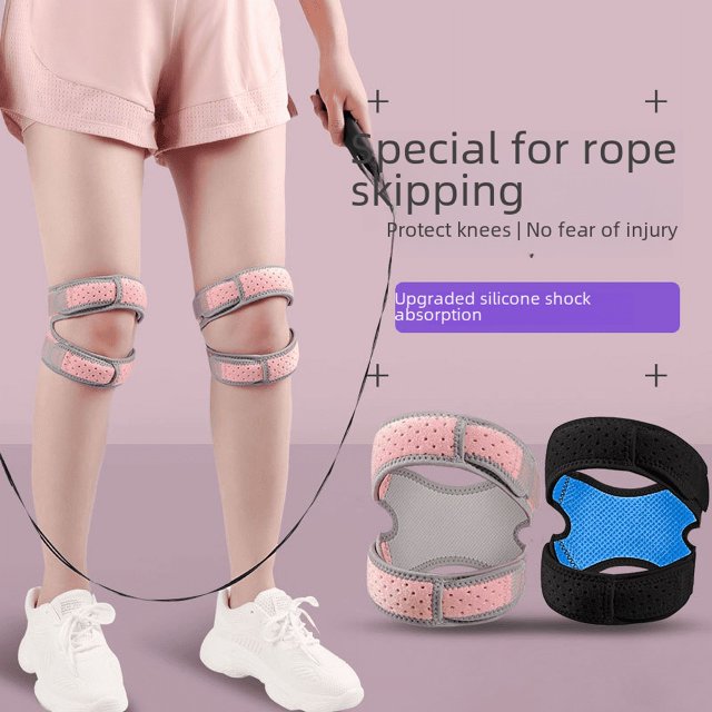 Absorción de impactos Presión Correr Saltar Cuerda Cinturón de rótula ajustable Rodillera Protección antideslizante transpirable Rodilla incorporada Doble silicona