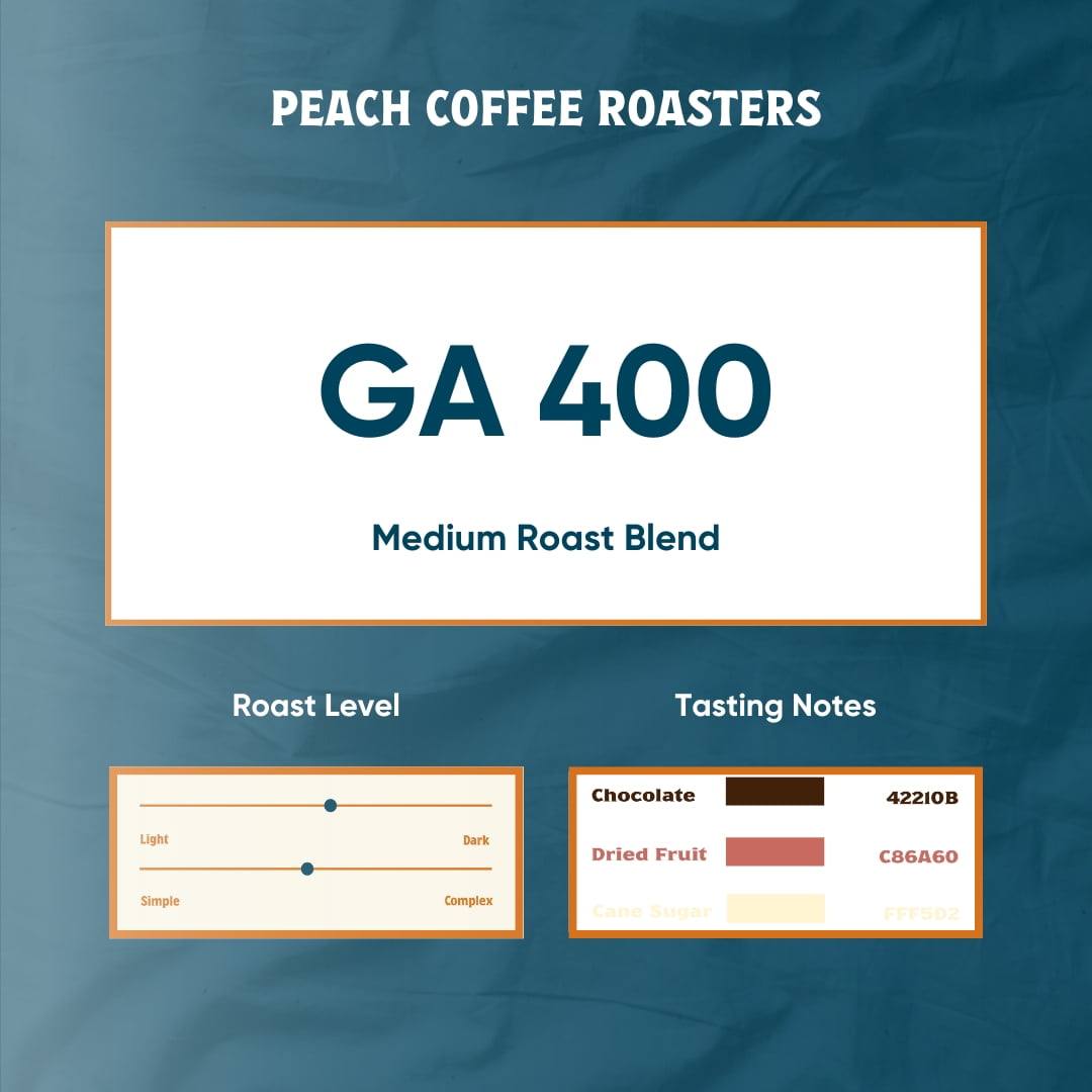 Local Peach Coffee Roasters, GA 400 Blend, Medium Roast, Whole Bean Coffee, 8oz