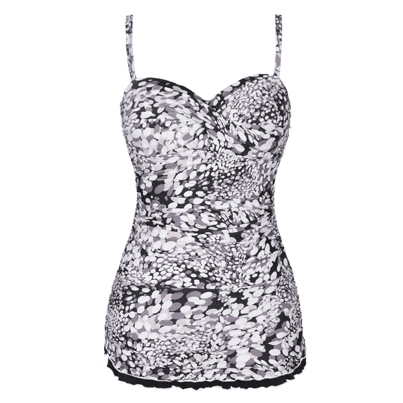 Mycoco Women's One Piece Swimdress Tummy Control Bathing Suit Monokini Ruffled Hem Swimsuits
