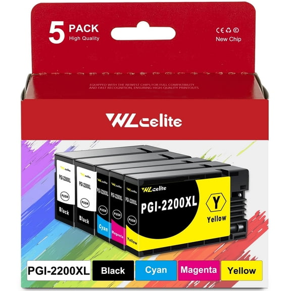 2200XL Ink Cartridge Compatible for Canon PGI 2200XL Ink Cartridges for IB4020 MB5020 MB5320 Printer (5 Pack)