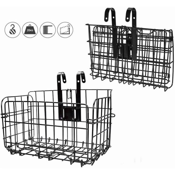 Bike Basket, IRuiYinGo Front Rear Bicycle Baskets Foldable Bike Cargo Rack for Bike Accessories
