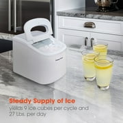 Magic Chef 27 lb. Capacity Portable Countertop Ice Maker, White and Makes Bullet Ice