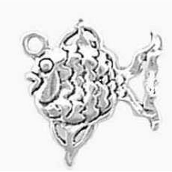 Sterling Silver 16" .8mm Box Chain 3D Angel Fish Pendant Necklace