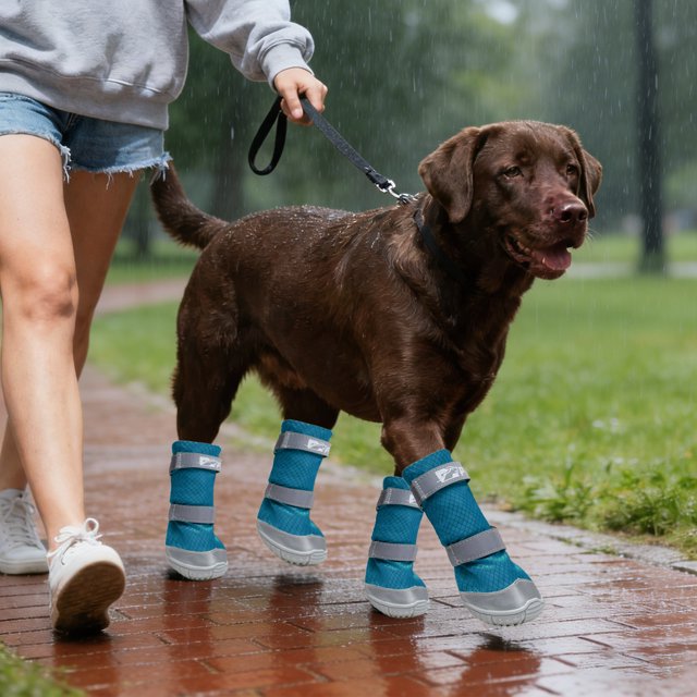 Bottes pour Chien Réfléchissantes pour la Marche et la Course en Plein Air avec Conception à Traction Légère 4 Pcs