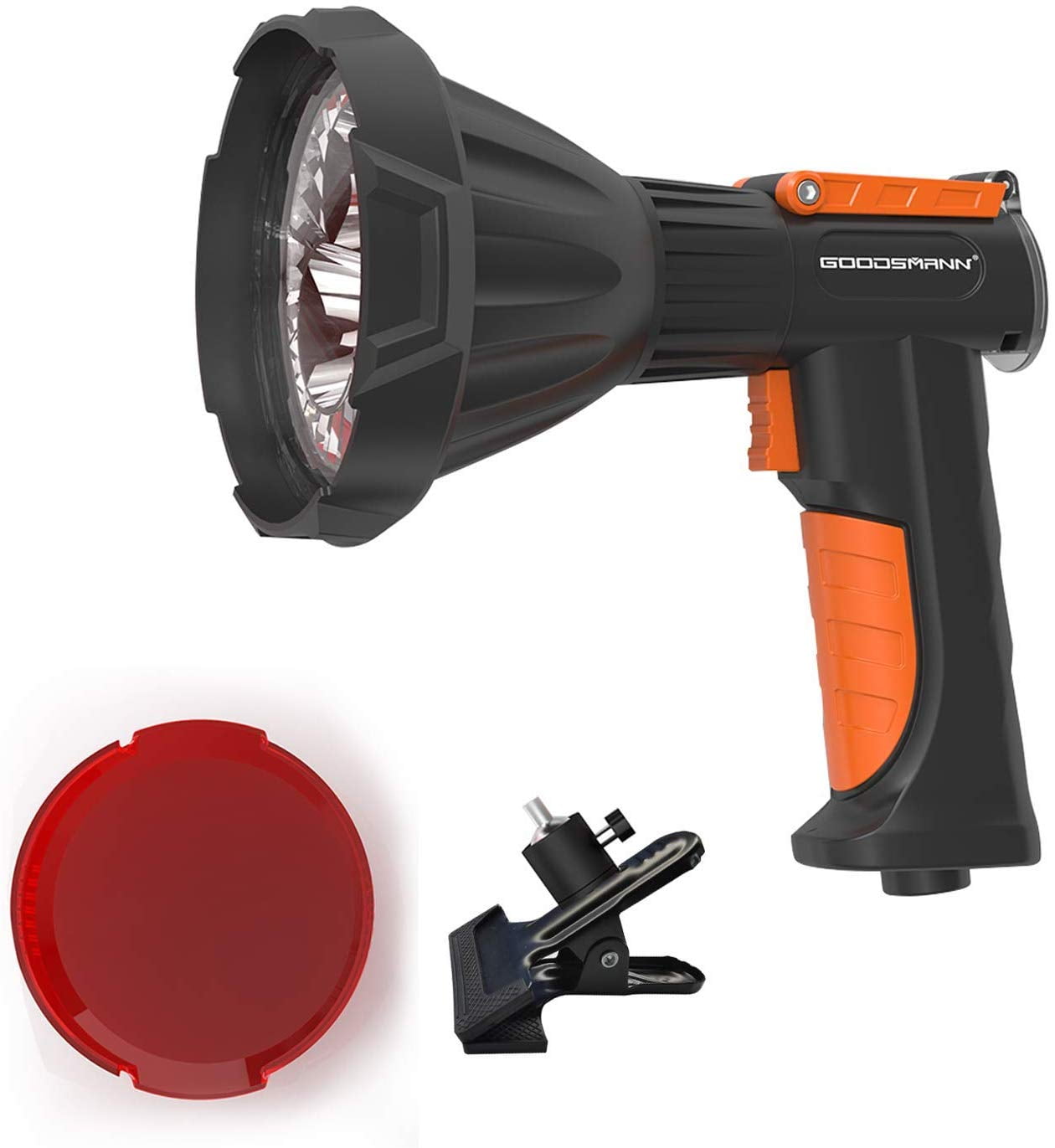 GOODSMANN Spotlight Waterproof Work Light Hunting Handheld Rechargeable