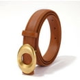 thumbnail image 2 of Women's Elegant Casual Genuine Leather Belt with Matte Oval Vintage Gold Buckle for Jeans Pants Dresses, 2 of 7