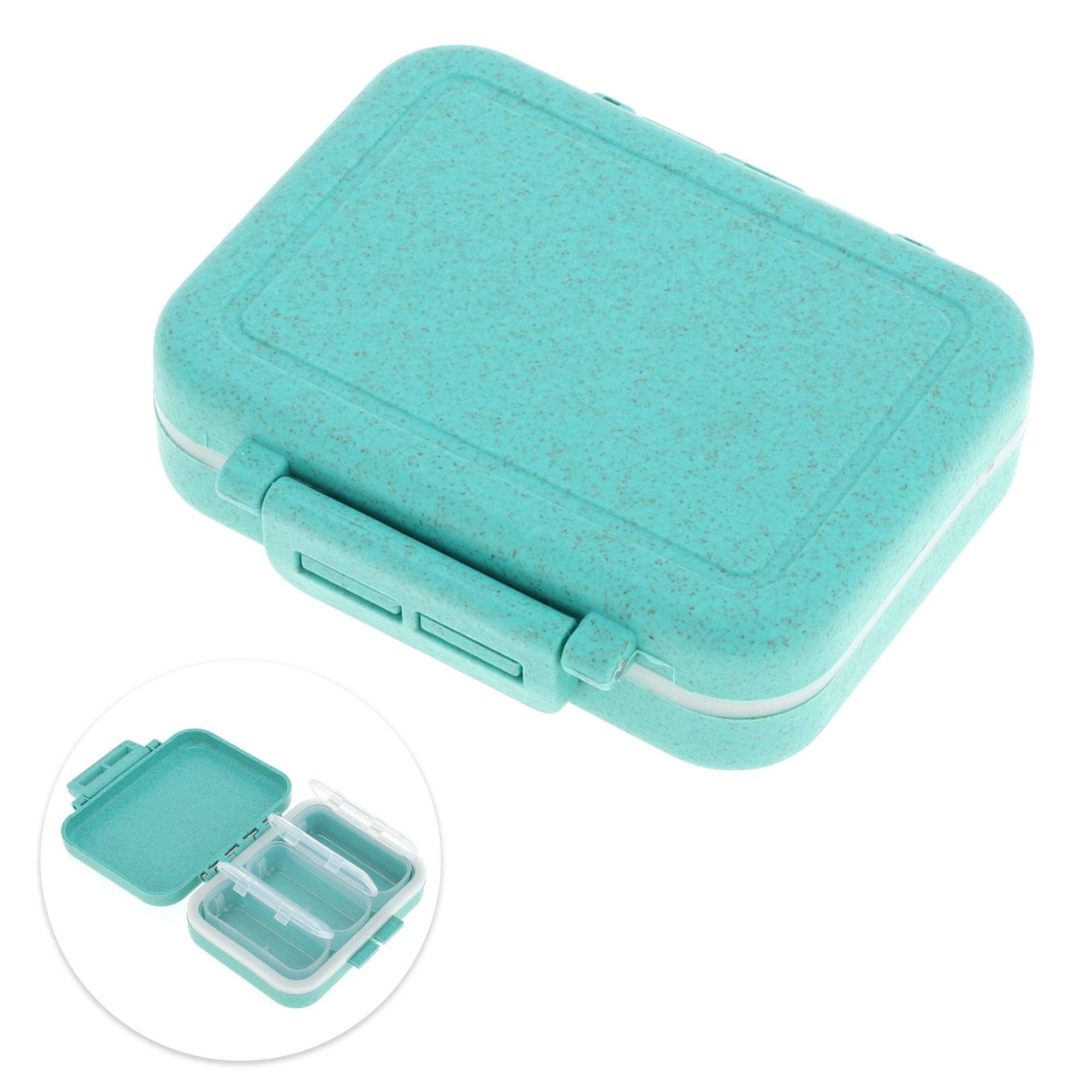 Unique Bargains 3 Grids Single Layer Pill Box for Travel 1 Pc Blue