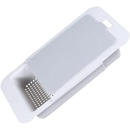 

DancePeanut Grey Retractable Over The Sink Colander with Chopping Board Fruits and Vegetables Drain Basket Adjustable Strainer Sink Washing Basket for Kitchen