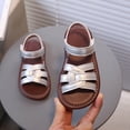 thumbnail image 5 of BOBOGOJP Little Girl's Closed Toe Summer Princess Flat Flower Sandals Toddler Sandals Silver for Size 7, 5 of 6