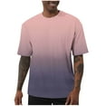 thumbnail image 3 of VBTAPA Men's Big and Tall T-shirts Gradient Print Graphic Tees Short Sleeve Casual Stylish Tops Pink XXXXXL, 3 of 8