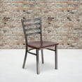 thumbnail image 4 of HERCULES Series Clear Coated Ladder Back Metal Restaurant Chair - Mahogany Wood Seat, 4 of 6