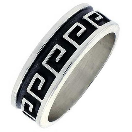Greek Design Ring - Sterling Silver Greek Key Pattern Ring Southwestern Design Handmade 5/16 inch wide