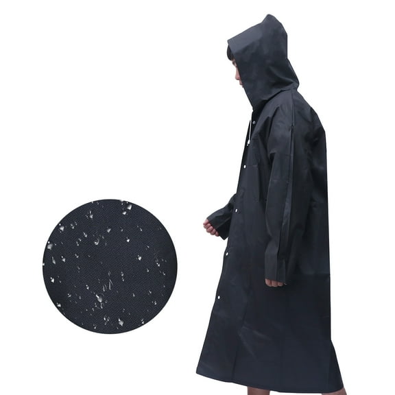 Pretyzoom Reusable Raincoat Tear Resistant Black Poncho 1Set for Riding or Camping
