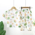thumbnail image 2 of Ensemble 2 Pcs pour Garçons Tenues d'Été Bébé Manches Courtes Col Rond Boutons Pyjamas Hauts Pantalons Coupe Décontractée Tenue Garçon 3-4 Ans, 2 of 3
