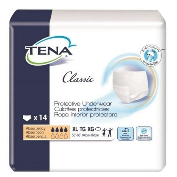 Tena Classic Adult Incontinence Brief, XL, 60-64 Inch-Pack of 14