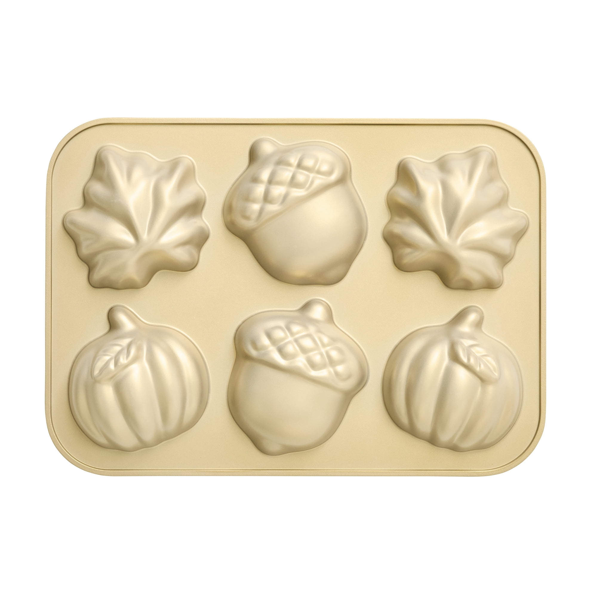 Better Homes & Gardens 12 in x 8 in Nonstick Cast Aluminum Fall Cakelet Pan with 6 Fall-Shaped Molds